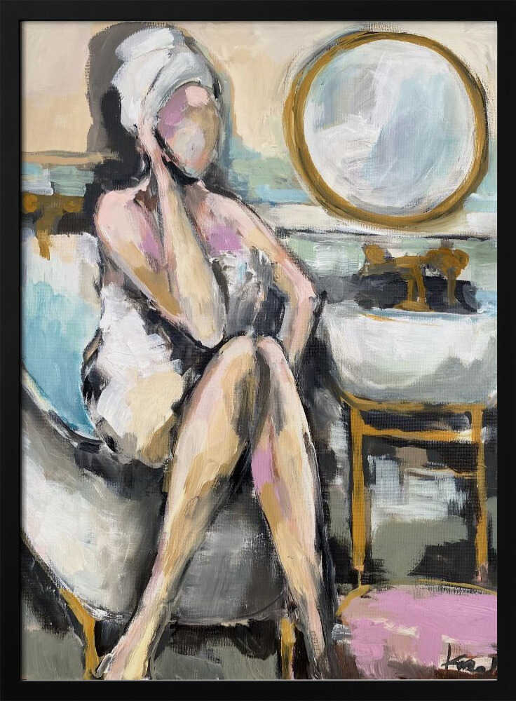 “Bathroom Conversation” - Stretched Canvas, Poster or Fine Art Print