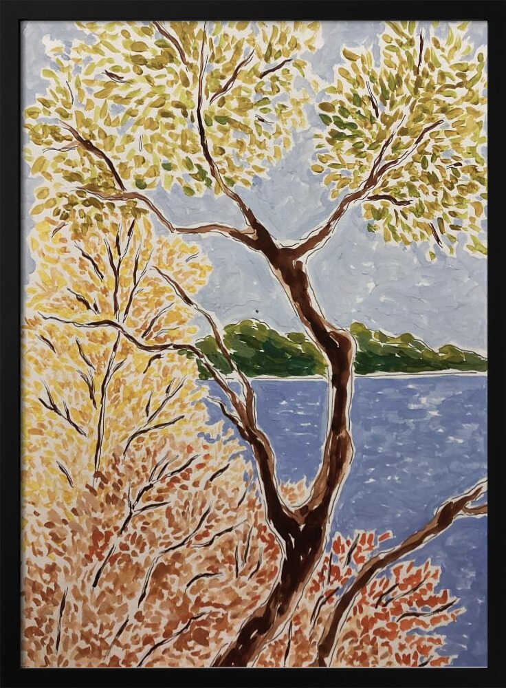 Autumn By The Lake - Stretched Canvas, Poster or Fine Art Print