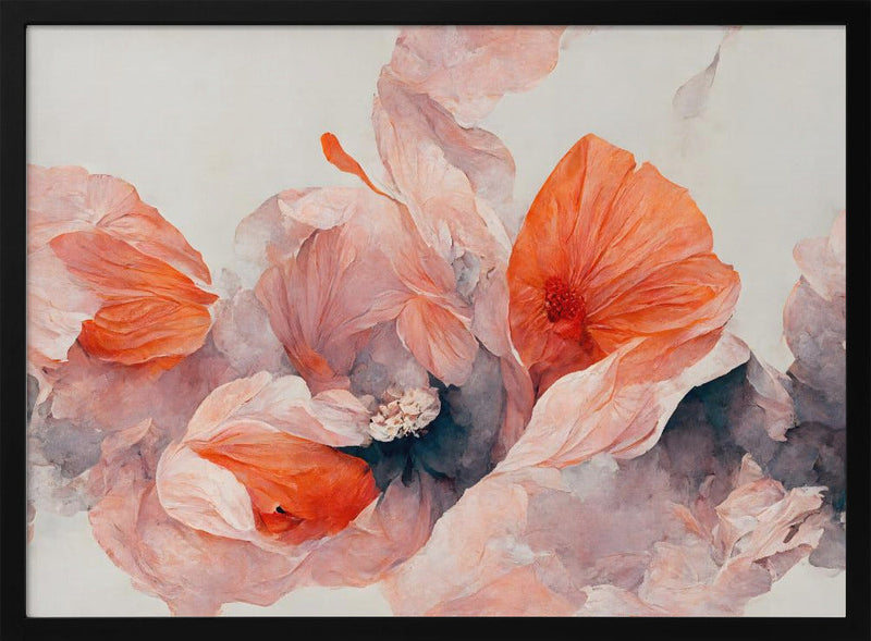Salmon Flowers - Stretched Canvas, Poster or Fine Art Print I Heart Wall Art