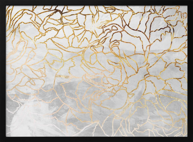 Abstract gold line art wall mural - Stretched Canvas, Poster or Fine Art Print I Heart Wall Art