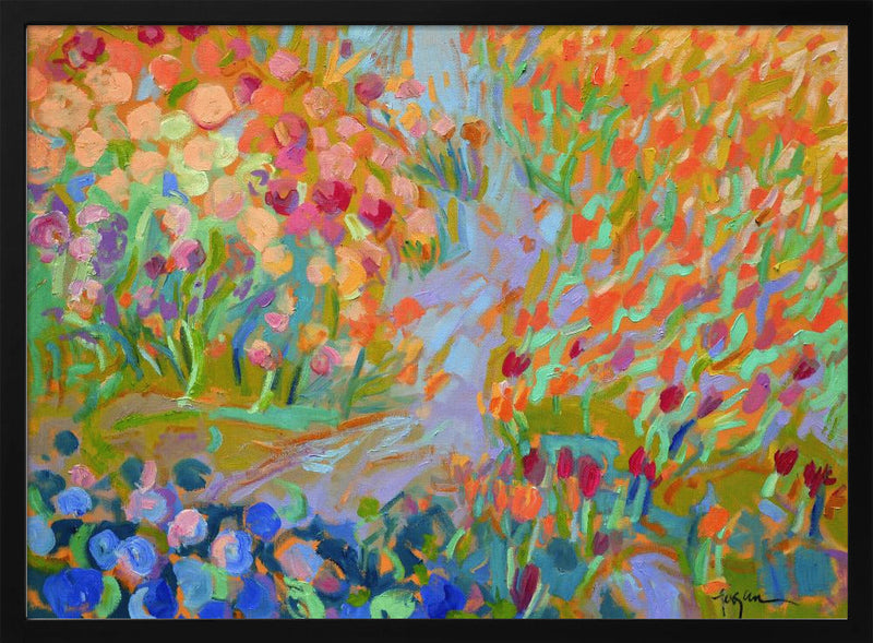 Vibrant Garden Path - Stretched Canvas, Poster or Fine Art Print I Heart Wall Art