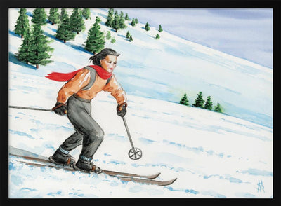 Downhill Skier - Stretched Canvas, Poster or Fine Art Print I Heart Wall Art