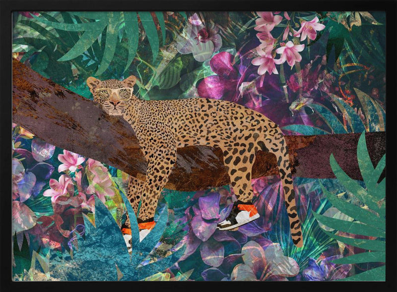 Lazy Leopard - Stretched Canvas, Poster or Fine Art Print I Heart Wall Art