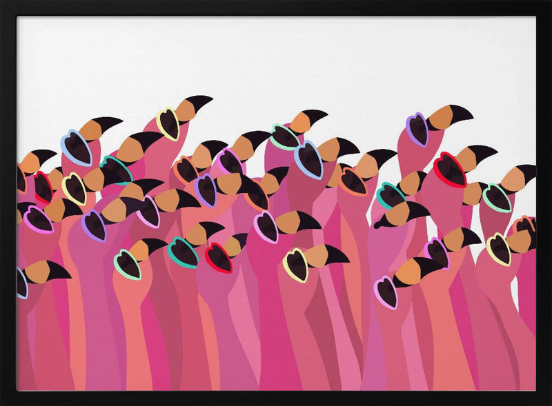 Flock flamingo white - Stretched Canvas, Poster or Fine Art Print I Heart Wall Art