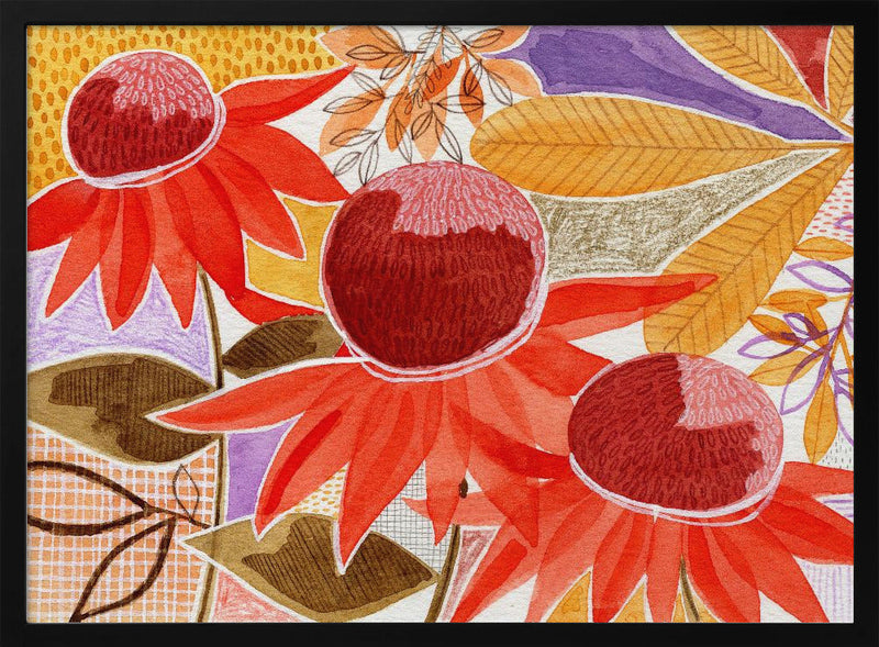 Layered Botanical Watercolour - Stretched Canvas, Poster or Fine Art Print I Heart Wall Art