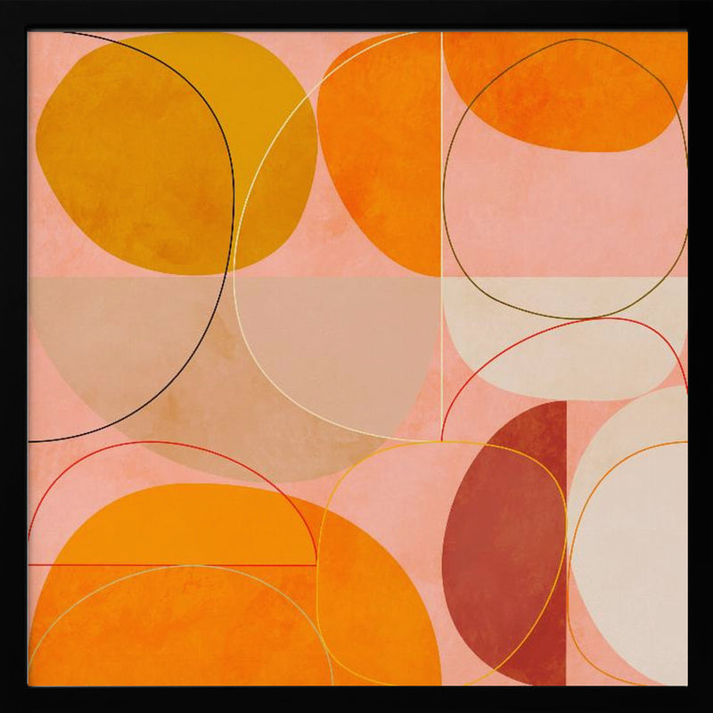 Mid Century Curry Yellow Blush Spring - Square Stretched Canvas, Poster or Fine Art Print I Heart Wall Art