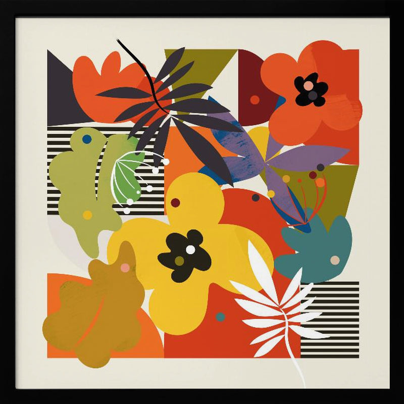 Circles Minimal Flower - Square Stretched Canvas, Poster or Fine Art Print I Heart Wall Art