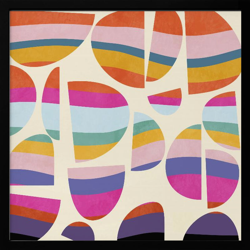 Pattern3 Mid Bunt 5 Kopie - Square Stretched Canvas, Poster or Fine Art Print I Heart Wall Art