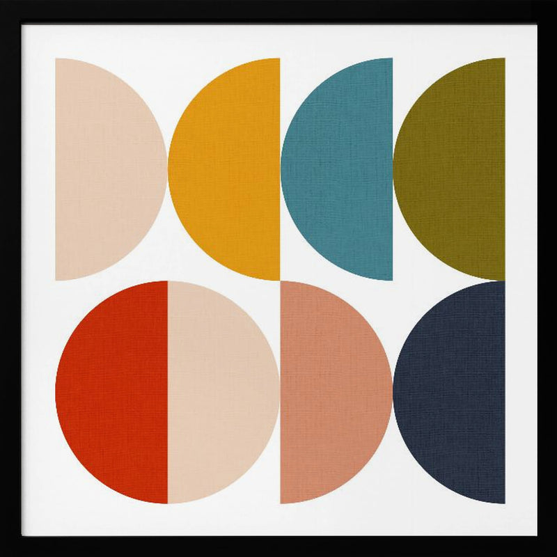 Mid Century Geometric Color Play - Square Stretched Canvas, Poster or Fine Art Print I Heart Wall Art