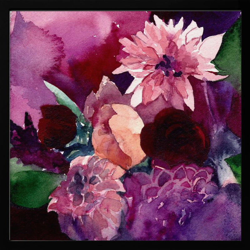 Dahlias Small - Square Stretched Canvas, Poster or Fine Art Print I Heart Wall Art