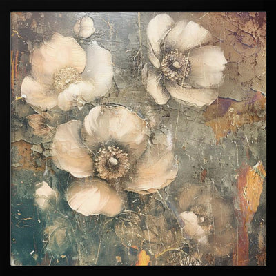 Flowers Floral Art Illustration 10 - Square Stretched Canvas, Poster or Fine Art Print I Heart Wall Art