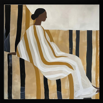 Lady In Stripes - Square Stretched Canvas, Poster or Fine Art Print I Heart Wall Art