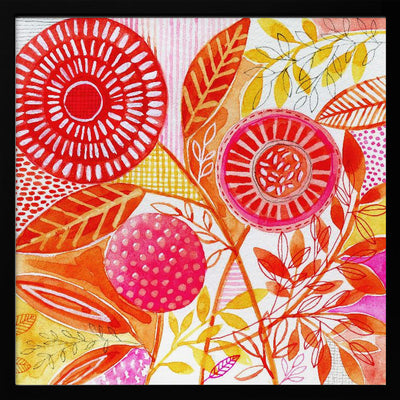 Layered Botanical Watercolour - Square Stretched Canvas, Poster or Fine Art Print I Heart Wall Art