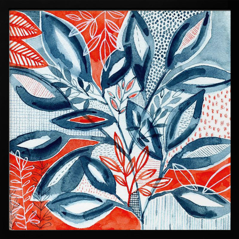 Layered Botanical Watercolour - Square Stretched Canvas, Poster or Fine Art Print I Heart Wall Art