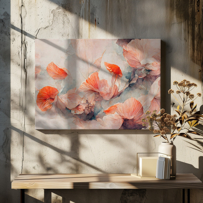 Wild Coral Flowers - Stretched Canvas, Poster or Fine Art Print I Heart Wall Art