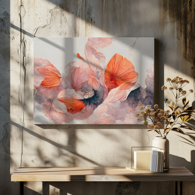 Salmon Flowers - Stretched Canvas, Poster or Fine Art Print I Heart Wall Art