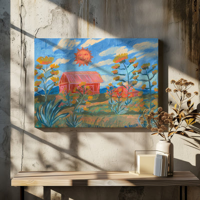 Sunny Farm Print - Stretched Canvas, Poster or Fine Art Print I Heart Wall Art