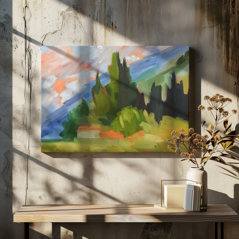 Tuscan Mountainside - Stretched Canvas, Poster or Fine Art Print I Heart Wall Art