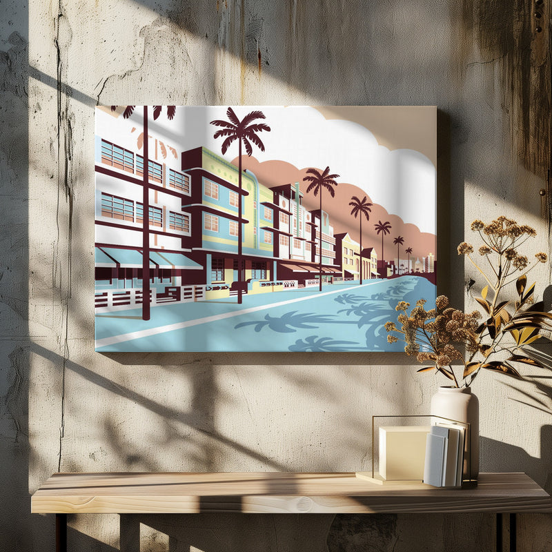 Miami Oceandrive - Stretched Canvas, Poster or Fine Art Print I Heart Wall Art