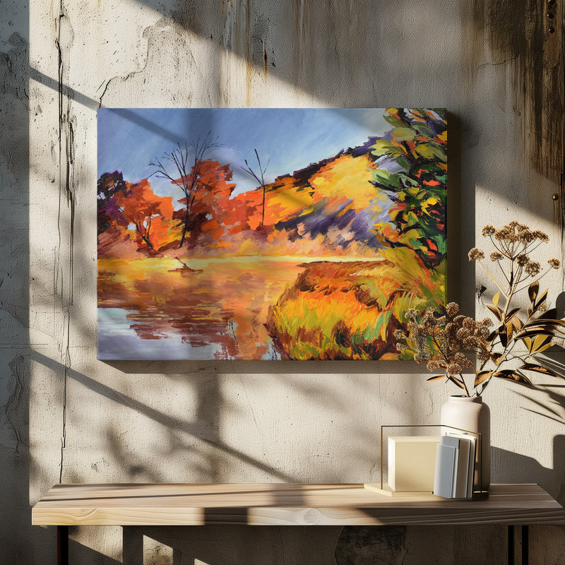 Kayak and Orangetrees - Stretched Canvas, Poster or Fine Art Print I Heart Wall Art