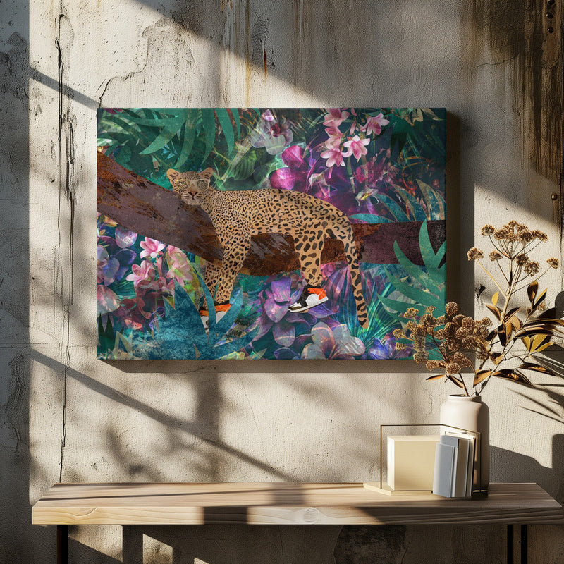 Lazy Leopard - Stretched Canvas, Poster or Fine Art Print I Heart Wall Art