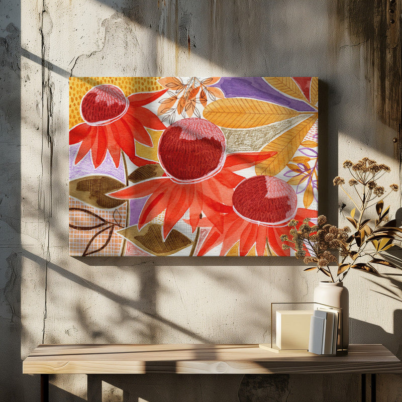 Layered Botanical Watercolour - Stretched Canvas, Poster or Fine Art Print I Heart Wall Art