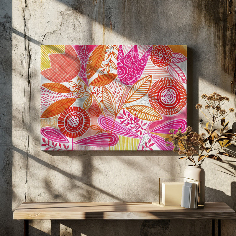 Layered Botanical Watercolour - Stretched Canvas, Poster or Fine Art Print I Heart Wall Art