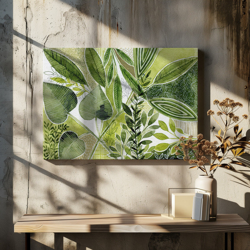 Layered Botanical Watercolour - Stretched Canvas, Poster or Fine Art Print I Heart Wall Art