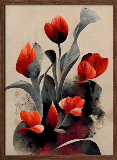 Red Tulips - Stretched Canvas, Poster or Fine Art Print I Heart Wall Art