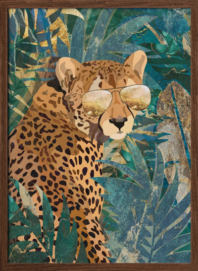 Rockstar cheetah in the jungle - Stretched Canvas, Poster or Fine Art Print I Heart Wall Art