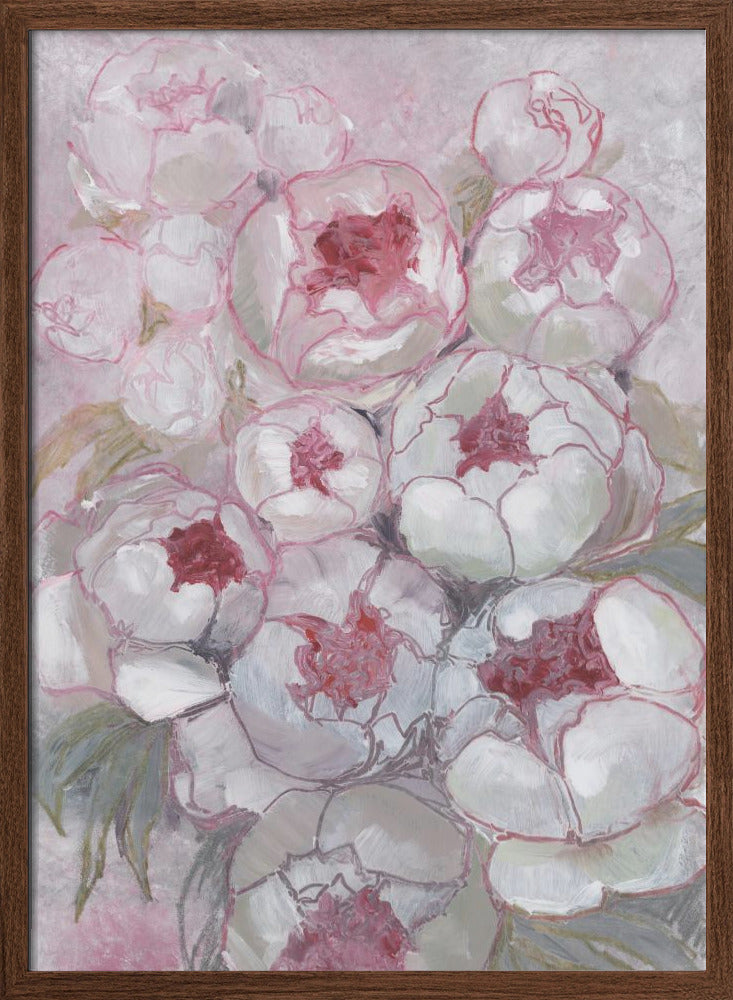 Nuria bouquet of peonies in pink - Stretched Canvas, Poster or Fine Art Print I Heart Wall Art