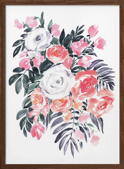 Harriet bouquet in raspberry pink - Stretched Canvas, Poster or Fine Art Print I Heart Wall Art