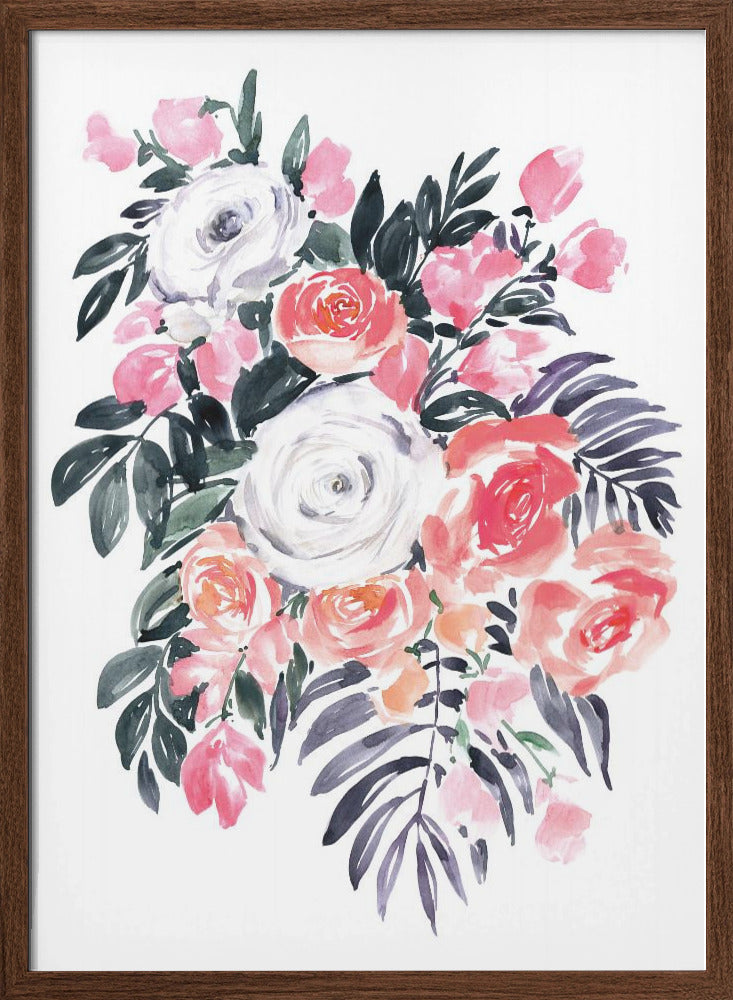 Harriet bouquet in raspberry pink - Stretched Canvas, Poster or Fine Art Print I Heart Wall Art