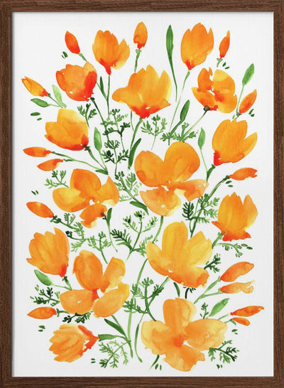 Watercolor California poppies - Stretched Canvas, Poster or Fine Art Print I Heart Wall Art