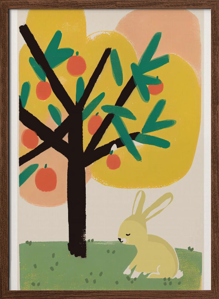 Bunny Under Apple Tree - Stretched Canvas, Poster or Fine Art Print I Heart Wall Art