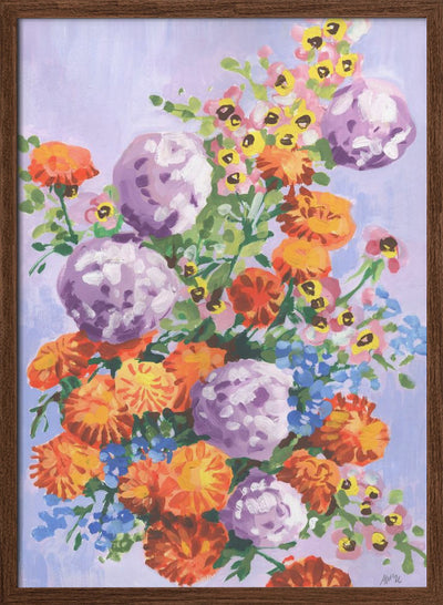 Marigold And Hydrangea - Stretched Canvas, Poster or Fine Art Print I Heart Wall Art