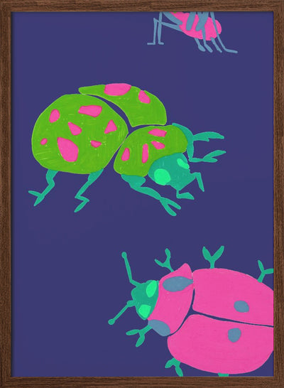 Midnight Ladybugs - Stretched Canvas, Poster or Fine Art Print I Heart Wall Art