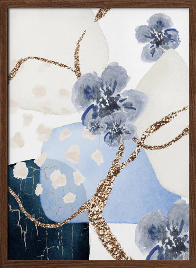 Floral Blue-3 - Stretched Canvas, Poster or Fine Art Print I Heart Wall Art