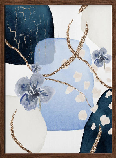 Floral Blue-2 - Stretched Canvas, Poster or Fine Art Print I Heart Wall Art