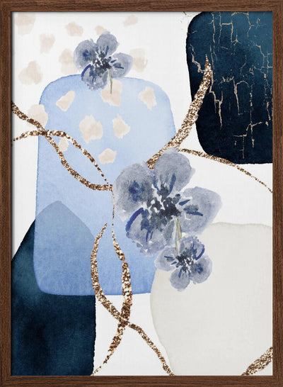 Floral Blue-1 - Stretched Canvas, Poster or Fine Art Print I Heart Wall Art