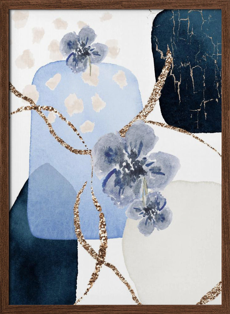 Floral Blue-1 - Stretched Canvas, Poster or Fine Art Print I Heart Wall Art