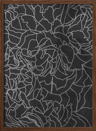 Abstract black white peony line art - Stretched Canvas, Poster or Fine Art Print I Heart Wall Art