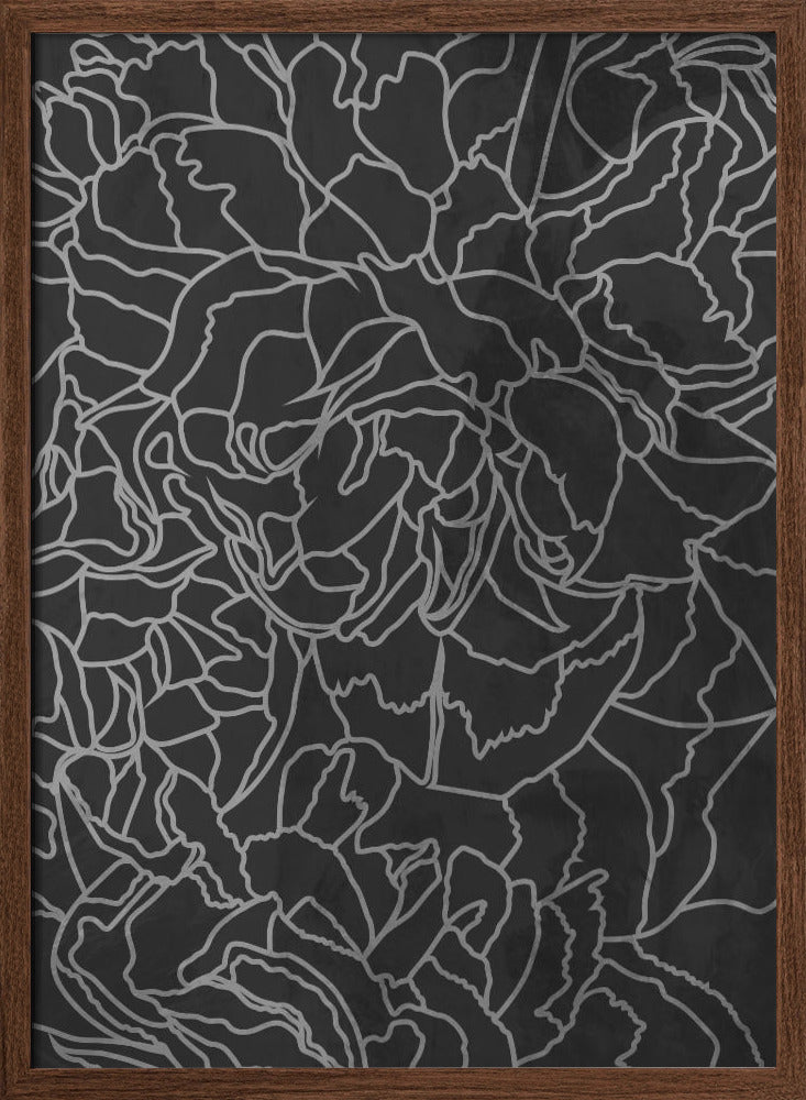 Abstract black white peony line art - Stretched Canvas, Poster or Fine Art Print I Heart Wall Art