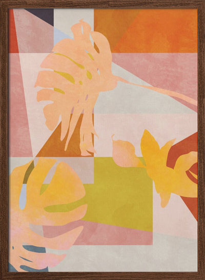 Organic Bauhaus Geometry Leaves - Stretched Canvas, Poster or Fine Art Print I Heart Wall Art