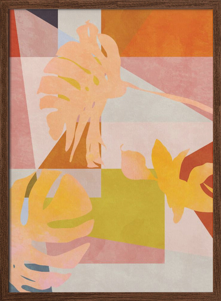 Organic Bauhaus Geometry Leaves - Stretched Canvas, Poster or Fine Art Print I Heart Wall Art