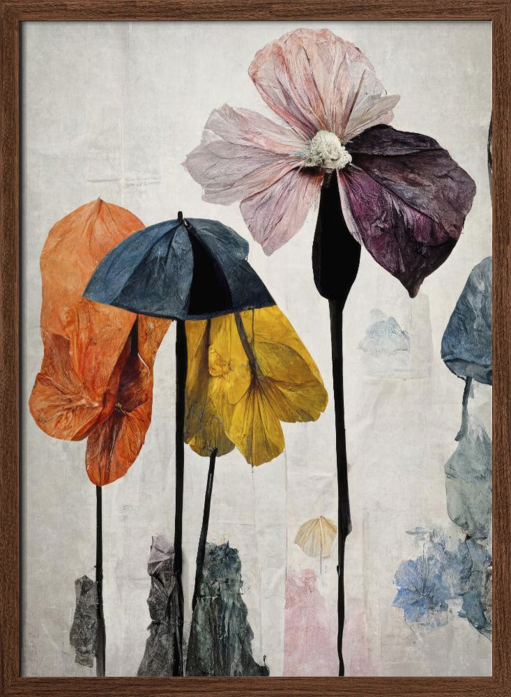 Umbrella Flowers No2 - Stretched Canvas, Poster or Fine Art Print I Heart Wall Art