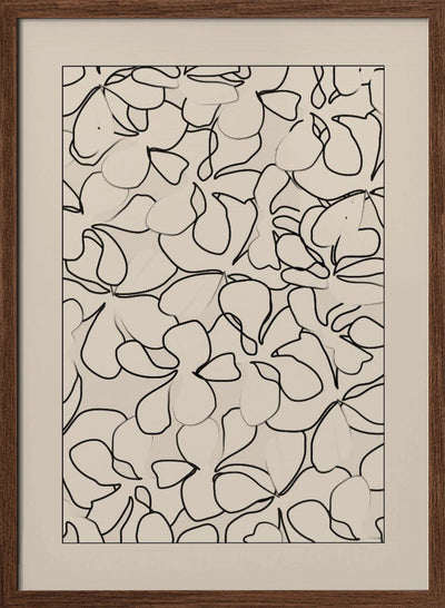 Seamless Pattern of Outlined Flowers - Stretched Canvas, Poster or Fine Art Print I Heart Wall Art