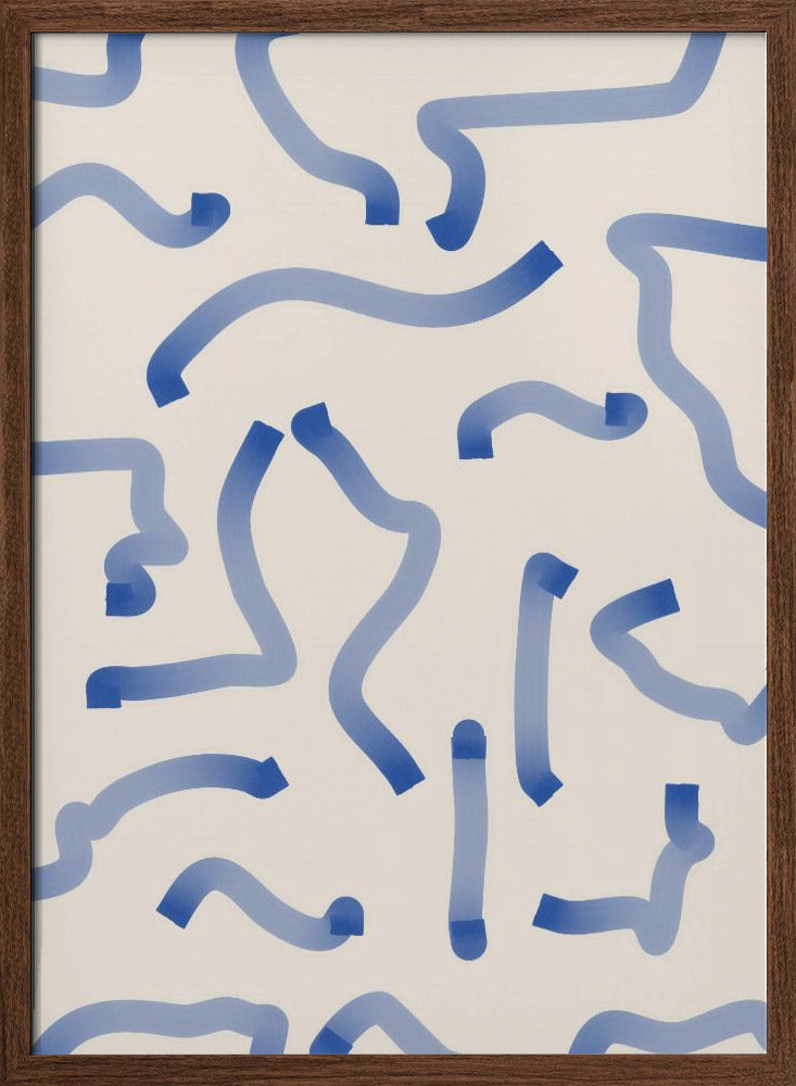 Blue Meandering Paths - Stretched Canvas, Poster or Fine Art Print I Heart Wall Art