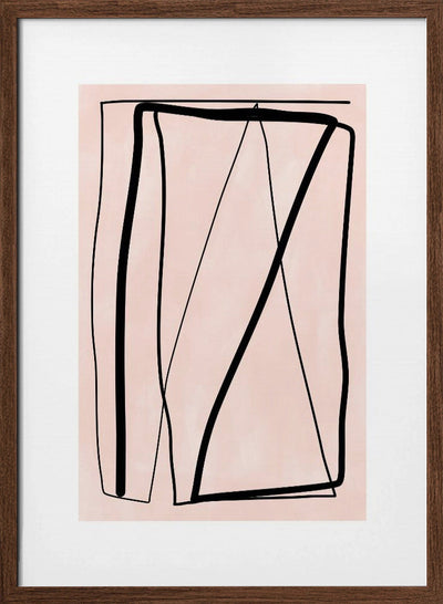 Black Lines On A Soft Peach Background - Stretched Canvas, Poster or Fine Art Print I Heart Wall Art