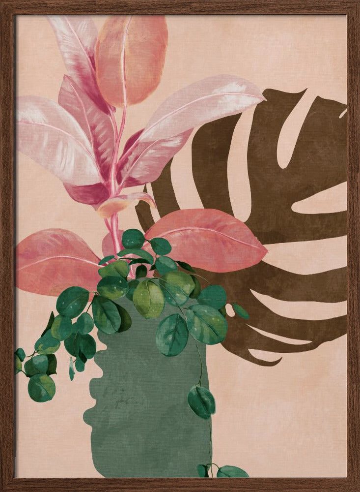 Leaves More 6 Pink - Stretched Canvas, Poster or Fine Art Print I Heart Wall Art